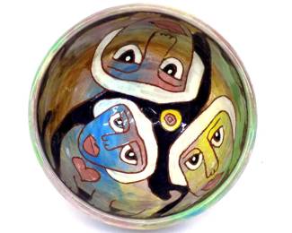 W. LEDSMA - FOLK ART CERAMIC POTTERY CUP