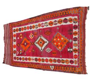 ORIENTAL RED KILIM ROOM SIZE RUG 5 FEET X 9 FEET