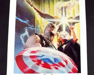 MARVEL LIMITED X CAPT AMERICA ROSS SIGNED POSTER