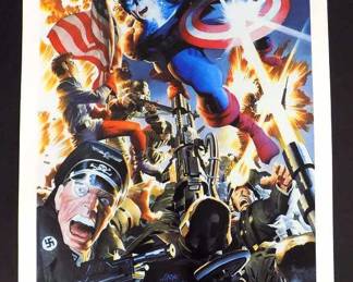 MARVEL LIMITED CAPTAIN AMERICA ROSS SIGNED POSTER
