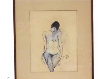 SELENA TRIEFF EXPRESSIONIST NUDE MIXED MEDIA STUDY