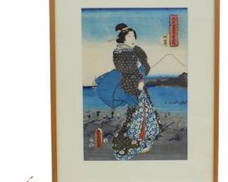 UTAGAWA KUNISADA VIEWS OF MT FUJI WOODBLOCK PRINT