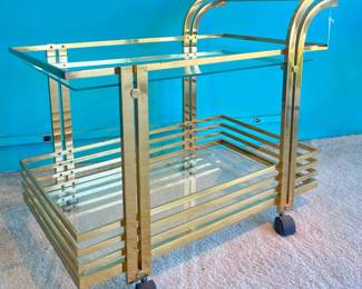 Mid Century Brass Bar Cart