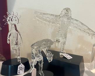 Lewis C. Wilson glass figurines, signed