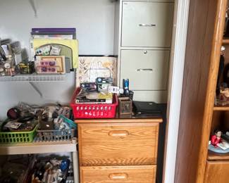 Wood and metal 2-drawer filing cabinets