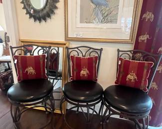 3 iron swivel bar stools