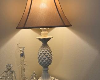 Pair of white pineapple lamps