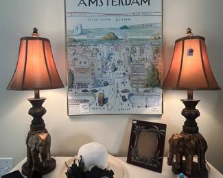 Pair of elephant lamps