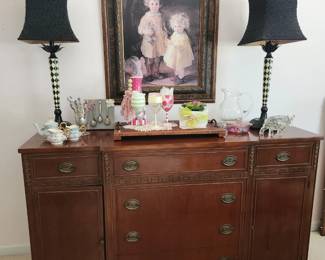 Gorgeous buffet/sideboard. High-end lamps