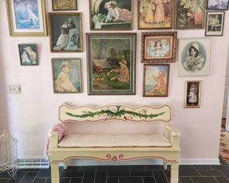 Bench and wonderful vintage art