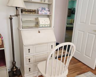 White secretary desk and chair 