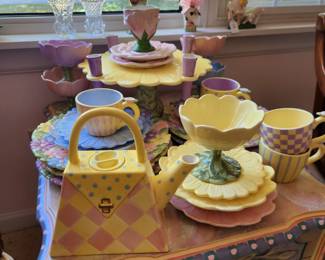 Carol Eldridge Floral dishes and tea pot