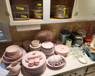 Huge set of mcm pink Iroquois China, 
Glassware, housewares 