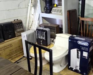 Two more nice Toilets. Radiant Heaters. Tall Kitchen Cabinet or Garage Cabinet