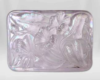 Fenton Pink Iridescent Morning Glory Glass Plate