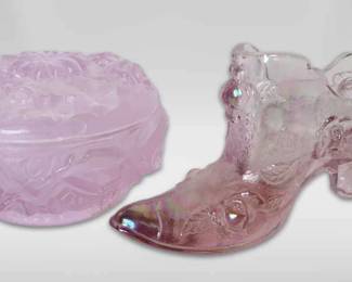 Fenton Pink Carnival Glass Slipper And Trinket Dish