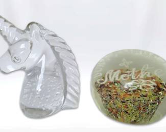 Dont Forget Your Mother And Unicorn Heavy Glass Paperweights