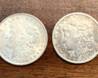 1901 And 1921 Morgan Silver Dollars