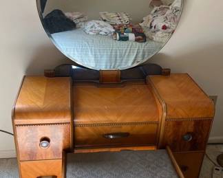 Art Deco Waterfall Vanity Dresser With Bench