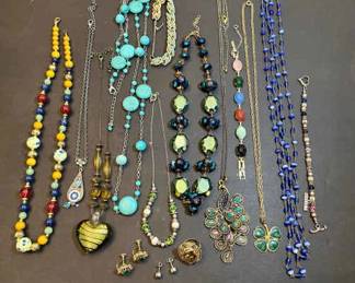  003 Blues Greens  Vintage Necklaces, Earrings, More