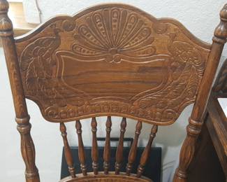 Vintage Peacock Oak Swivel Office Desk Chair