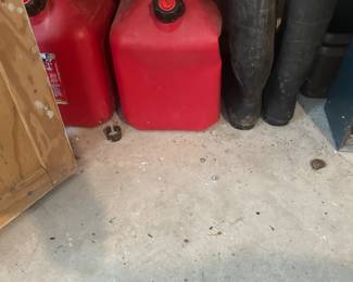 Gas cans, boots