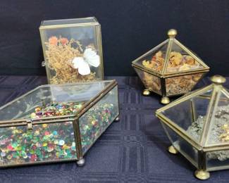 Set 4 Glass Keepsake Collectibles 