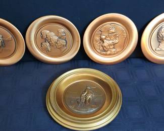 Set 5 of Vintage Roger Brown Norman Rockwell Copper Plates 