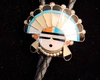 Bolo Tie Silver Kachina