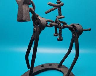 Metal Art Horse  Cowboy