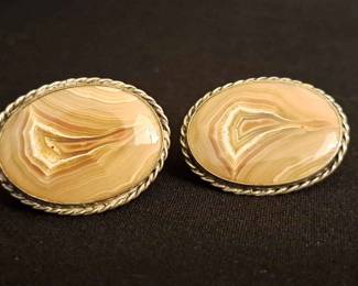 Silver Cabachon Cuff Link