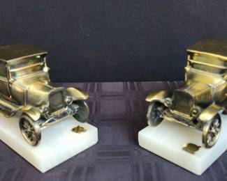 040 Vintage Model T White Onyx Bookends 