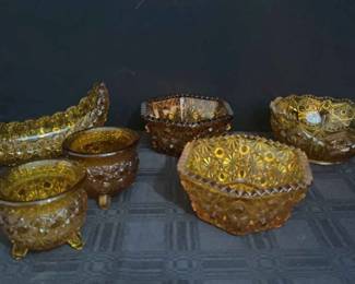 Set 6 of Honey Amber Glass Collectibles 