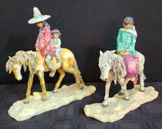  017 Pair 2 of DeGrazia Navajo Family Madre  Padre Sculptures 