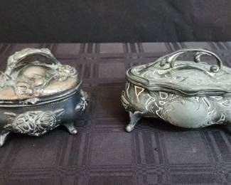 Set 2 of Vintage Rogers Silverplated Co Keepsake Containers 