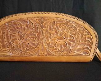 Large Handtooled Leather Clutch 