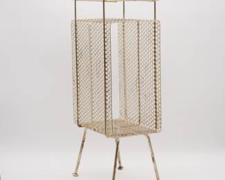 Richard Galef Mid-Century Modern Atomic Metal Mesh Telephone/Magazine Stand