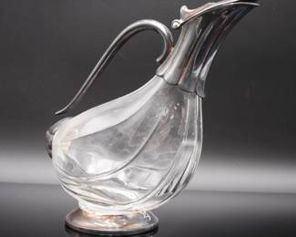 Duck Goose Glass Decanter with Silver-Plated Accents