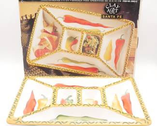 Clay Art "Santa Fe Chili Peppers" Design Serving Platter with Box
