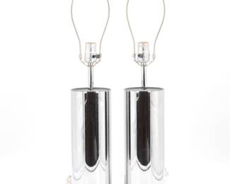 Vintage Mid-Century Modern George Kovacs Chrome Cylinder Table Lamps (Lot of 2)
