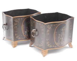 Pair of Footed Metal Planters