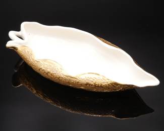 24K Weeping Gold Leaf-Shaped Trinket Dish