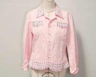 Christine Alexander Swarovski Crystal Studded Pink Jacket size L