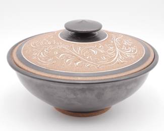 Mark Blumenfeld Signed Stoneware Lidded Bowl