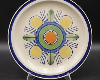 Mid 20th Century Roc Stone International “Carnival” Hand-Painted Stoneware Plate