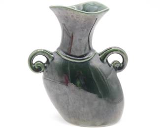 1980s Michael Lambert Signed Dark Green Pottery Vessel