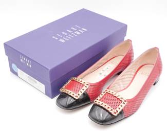 Stuart Weitzman Nappa Chainolo Red Leather Flats size 9