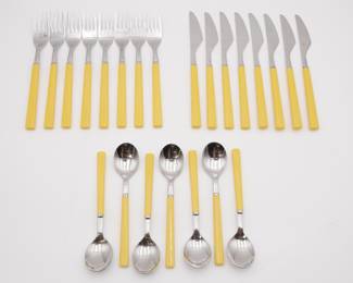 Vintage Anacapa Yellow Melamine Flatware (23pcs Total)