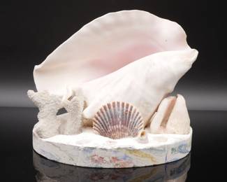 Conch Shell & Coral Decorative Piece