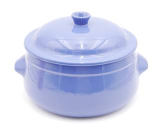Emile Henry-Style Blue Glazed Ceramic Dutch Oven with Lid